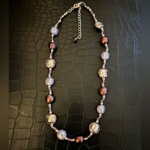 Elegant Purple and Lavender Glass Beaded Necklace